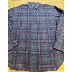 Polo Ralph Lauren Mens GI Shirt Large Purple Plaid Tartan Preppy G.I Cottagecore